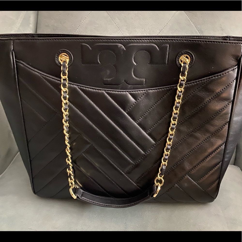Tory Burch Chain Strap Quilted Lambskin Tote Bag
